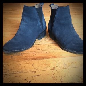 Navy Blue Suede Booties